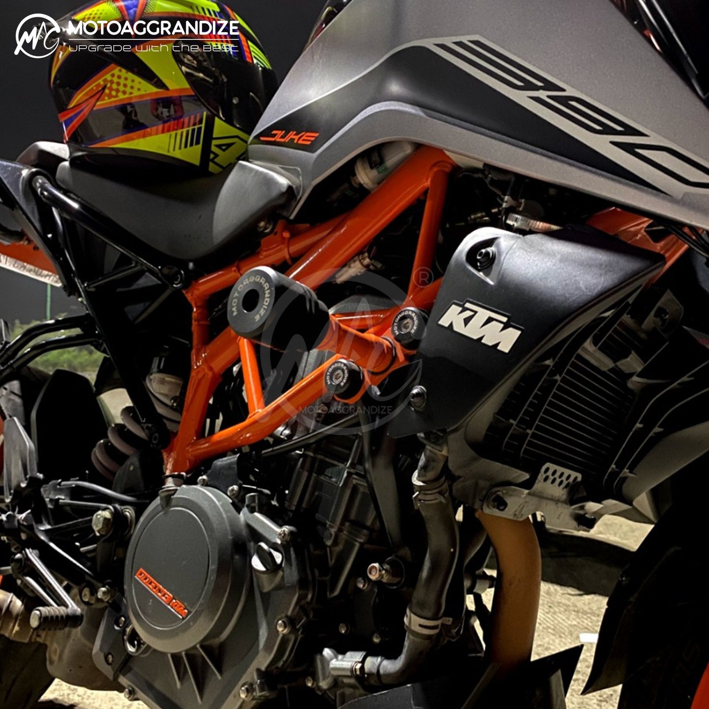 KTM Duke 125/ 200/ 250/ 390 Combo | Frame Sliders, Compact Tail Tidy, Radiator Guard, Fork Sliders, Handlebar Raisers 2-inch