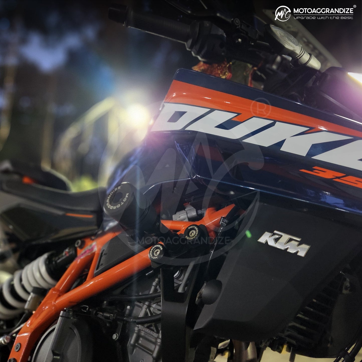 Motoaggrandize Frame sliders/ Crash Protectors for KTM Duke 250 | 390 Gen 3