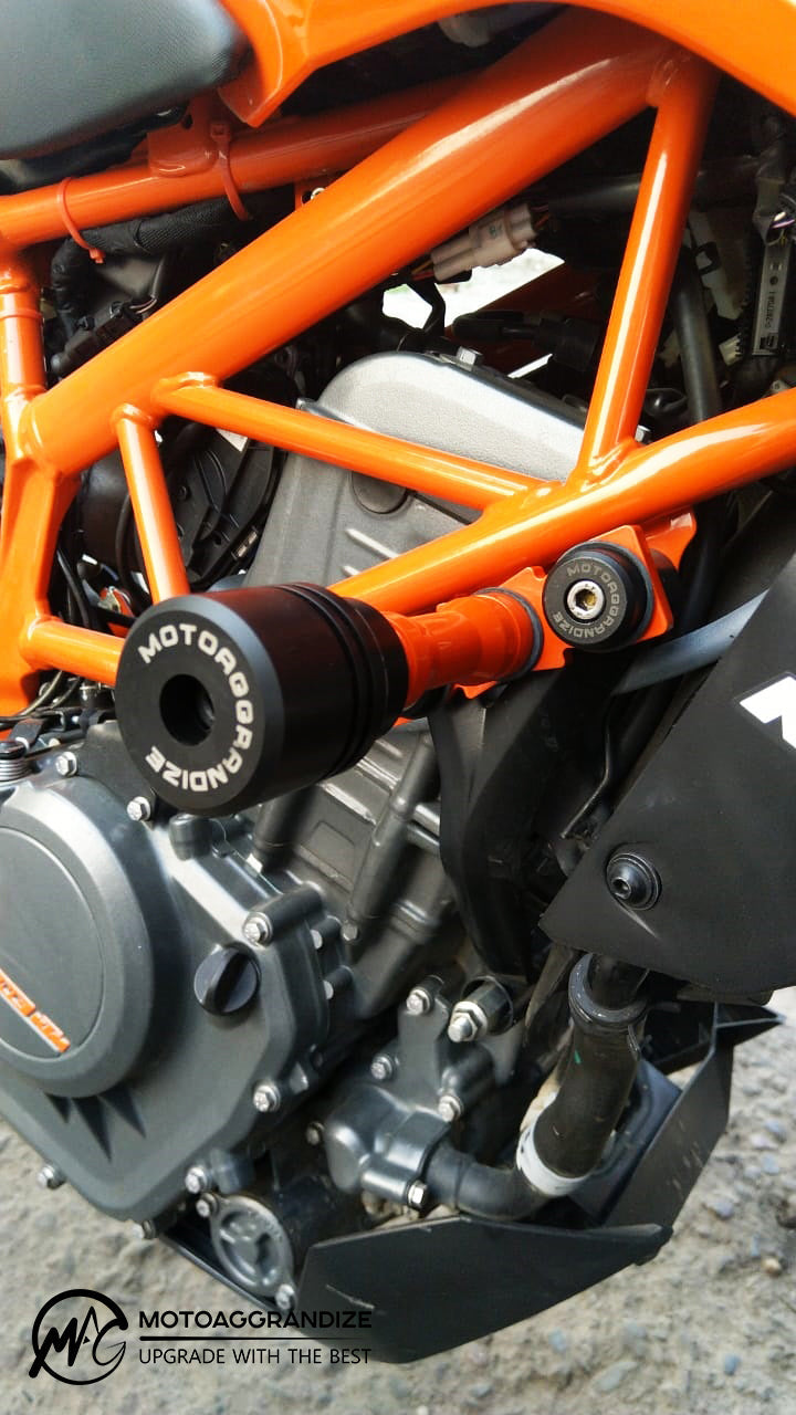 Motoaggrandize Frame sliders/ Crash Protectors for KTM Duke 125 | 160 | 200 | 250 | 390 (Gen 1 & 2)