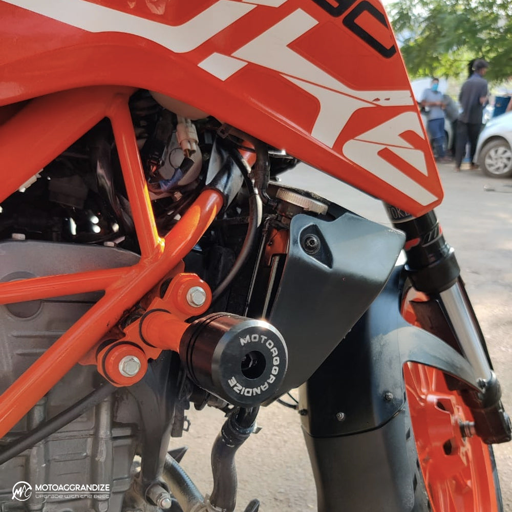 Motoaggrandize Frame sliders/ Crash Protectors for KTM Duke 125 | 160 | 200 | 250 | 390 (Gen 1 & 2)