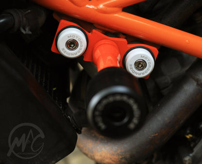 Motoaggrandize Frame sliders/ Crash Protectors for KTM Duke 125 | 160 | 200 | 250 | 390 (Gen 1 & 2)