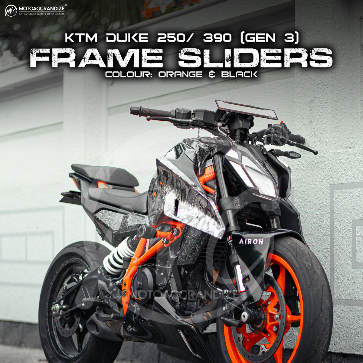 Motoaggrandize Frame sliders/ Crash Protectors for KTM Duke 250| 350| 390R Gen 3 (2024+)
