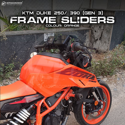 Motoaggrandize Frame sliders/ Crash Protectors for KTM Duke 250| 350| 390R Gen 3 (2024+)