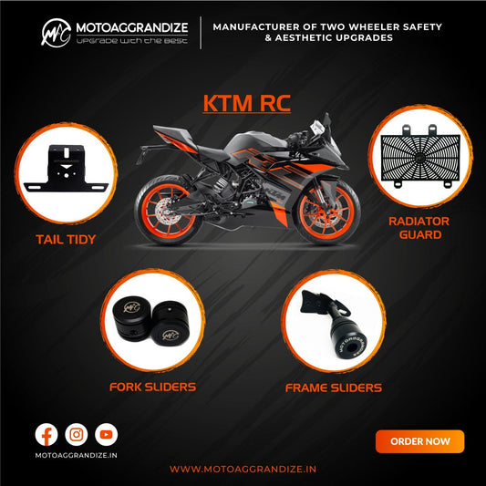 KTM RC 125/ 200/ 250/ 390 Combo | Frame Sliders, Compact Tail Tidy, Radiator Guard, Fork Sliders